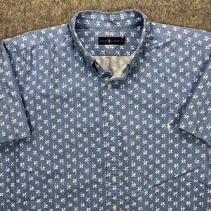 Polo Ralph Lauren Button Down Shirt Short Sleeve Geometric Blue Floral 3XB